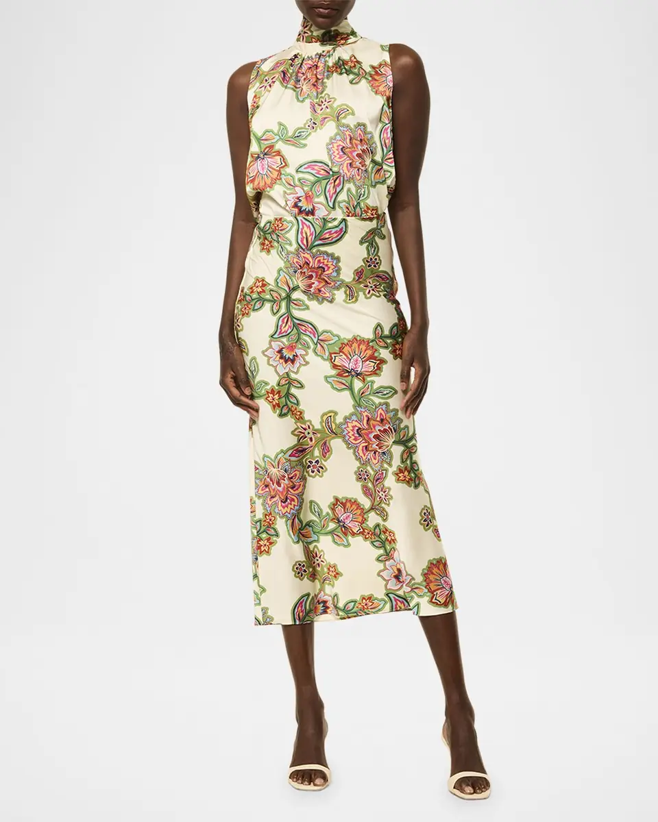 MISA Los Angeles Luka Floral Satin High-Neck Top | Thumbnail 2