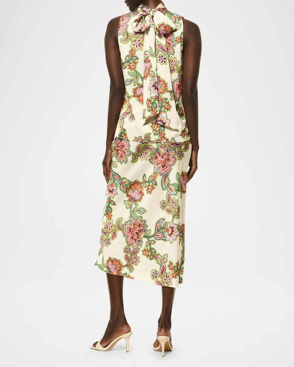 MISA Los Angeles Luka Floral Satin High-Neck Top | Thumbnail 3