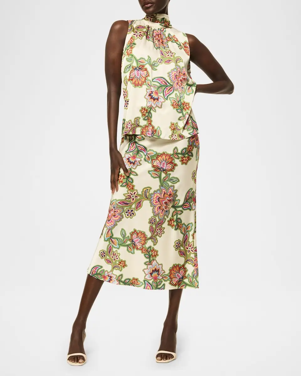MISA Los Angeles Luka Floral Satin High-Neck Top | Thumbnail 4