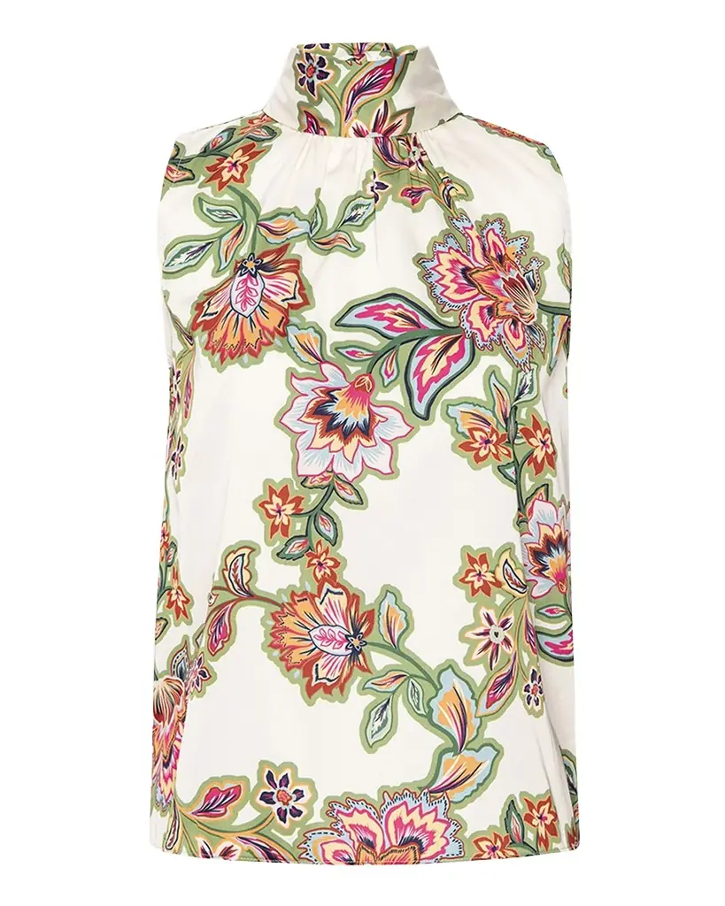 MISA Los Angeles Luka Floral Satin High-Neck Top | Image 1 MISA Los Angeles Luka Floral Satin High-Neck Top | Image 1