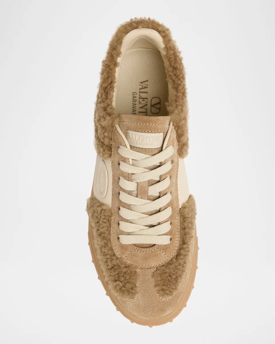 Valentino Garavani Upvillage Suede & Wool Low-Top Sneakers | Thumbnail 4 Valentino Garavani Upvillage Suede & Wool Low-Top Sneakers | Thumbnail 4