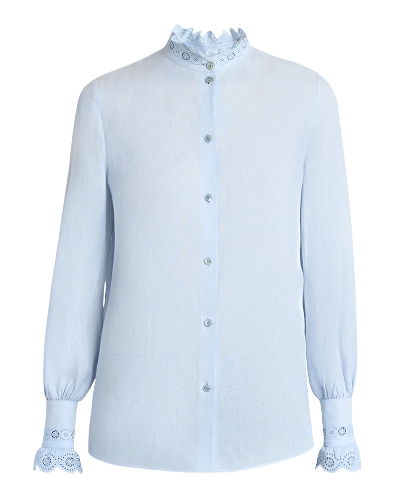 Eyelet Embroidered Ruffle Button-Down Shirt Eyelet Embroidered Ruffle Button-Down Shirt