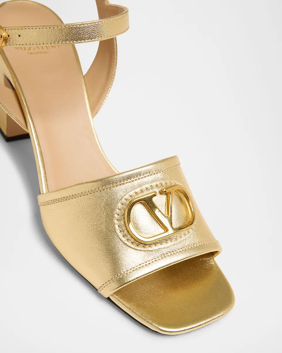 Valentino Garavani VLogo Signature Metallic Leather Sandals | Thumbnail 5