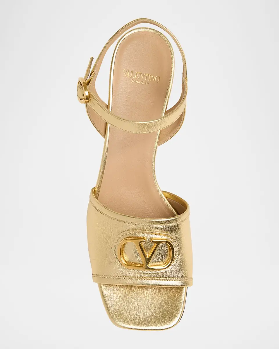 Valentino Garavani VLogo Signature Metallic Leather Sandals | Thumbnail 6