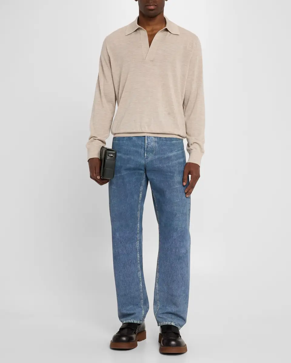 Bottega Veneta Men's Fine Cashmere Polo Shirt | Thumbnail 2 Bottega Veneta Men's Fine Cashmere Polo Shirt | Thumbnail 2