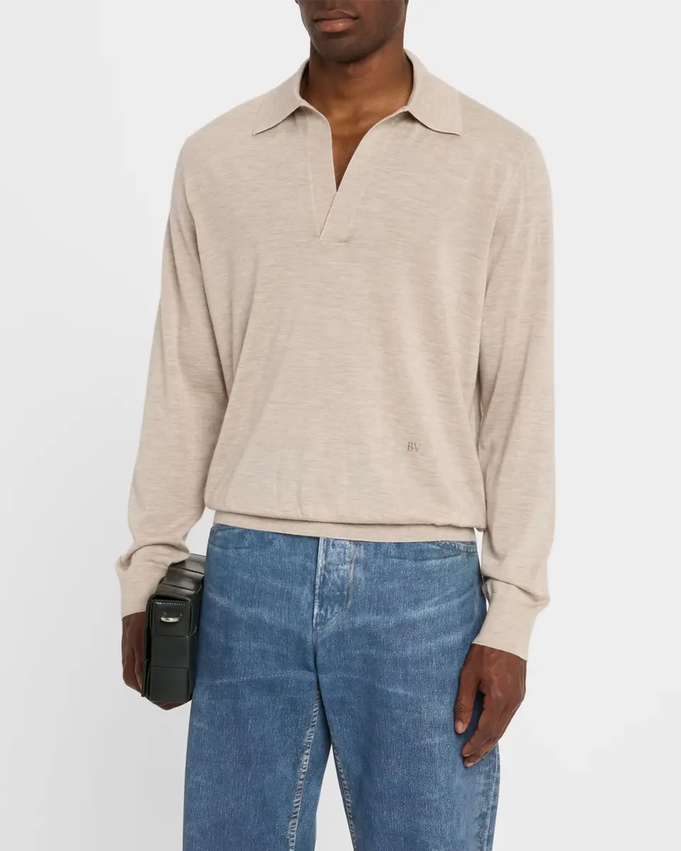 Bottega Veneta Men's Fine Cashmere Polo Shirt | Thumbnail 4 Bottega Veneta Men's Fine Cashmere Polo Shirt | Thumbnail 4