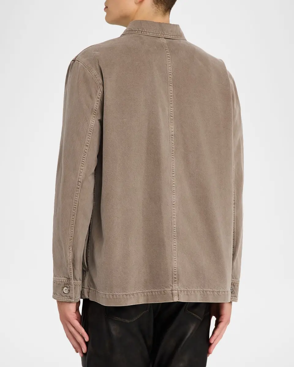 Ferragamo Men's Cotton Drill Four-Pocket Button-Down Shirt | Thumbnail 3