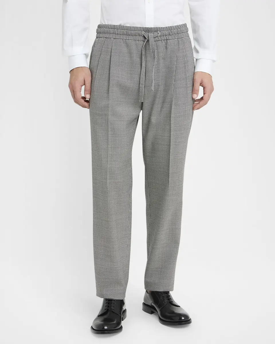 Dolce & Gabbana Men's Micro-Houndstooth Pleated Drawstring Pants | Thumbnail 4