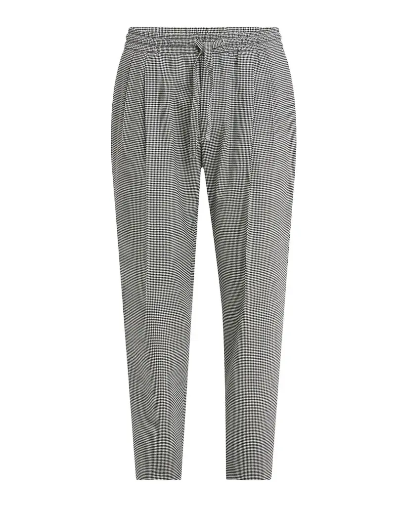 Men's Micro-Houndstooth Pleated Drawstring Pants Men's Micro-Houndstooth Pleated Drawstring Pants