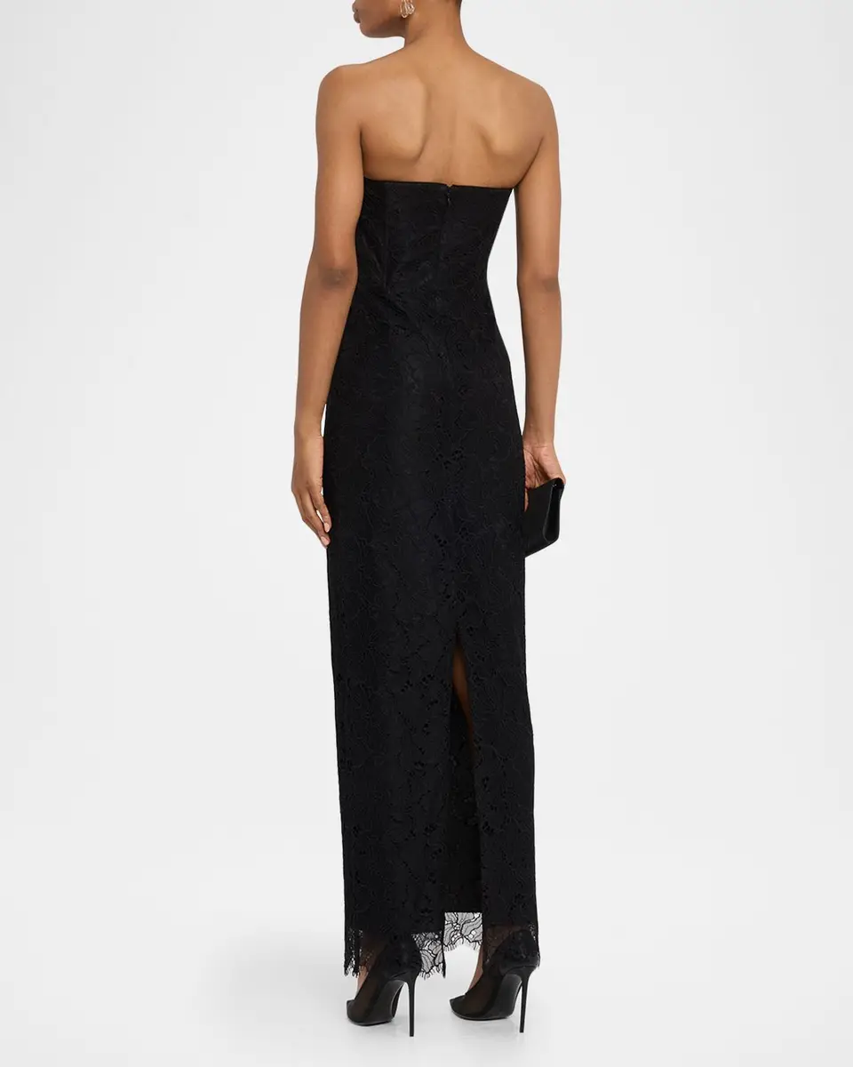 BCBGMAXAZRIA Strapless Floral Lace Column Gown | Thumbnail 3
