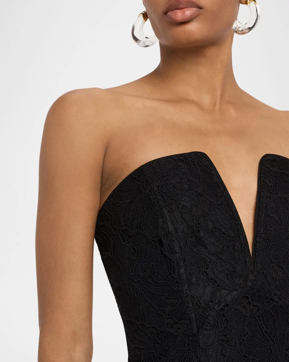 BCBGMAXAZRIA Strapless Floral Lace Column Gown | Thumbnail 5