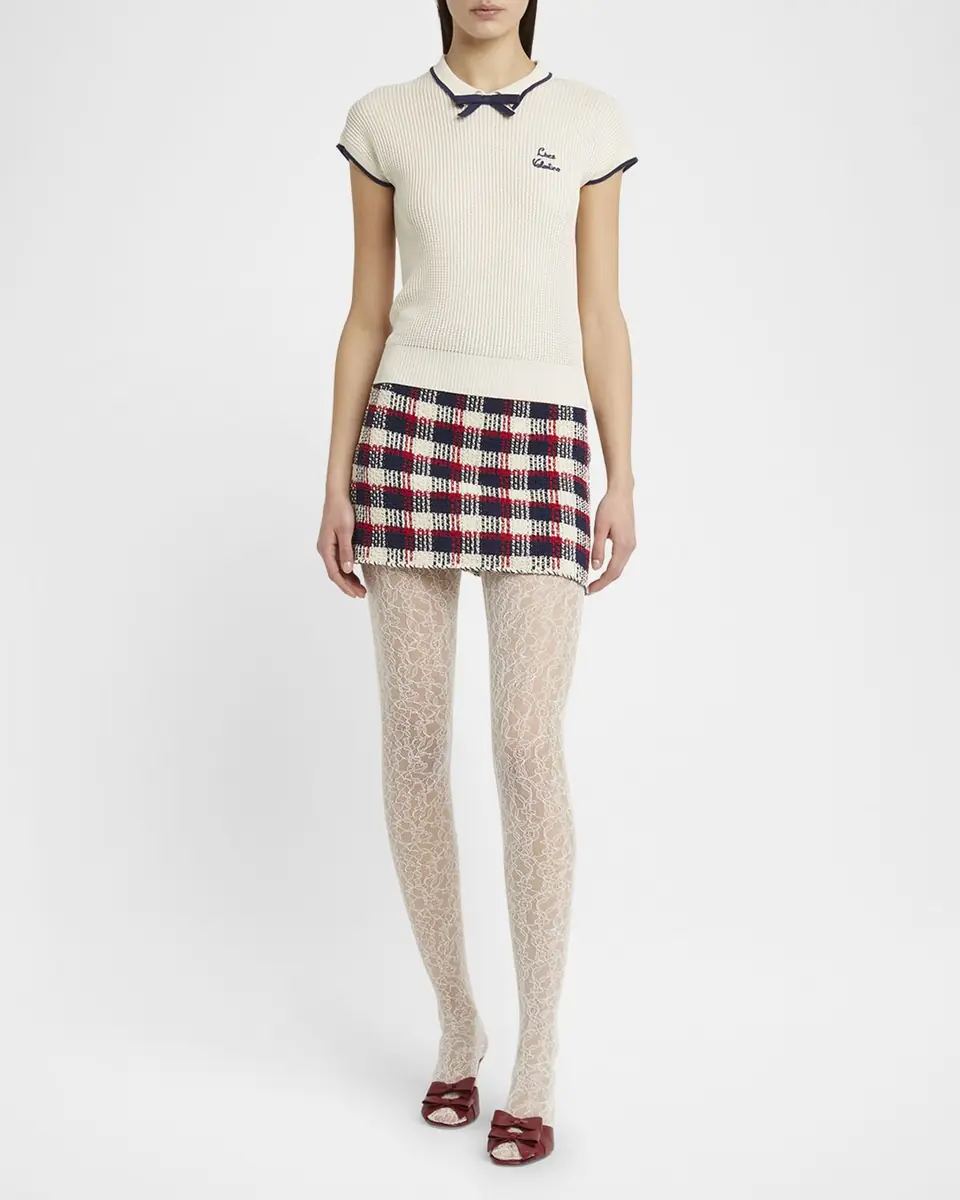 Valentino Garavani Bow Short-Sleeve Polo Sweater | Thumbnail 2 Valentino Garavani Bow Short-Sleeve Polo Sweater | Thumbnail 2