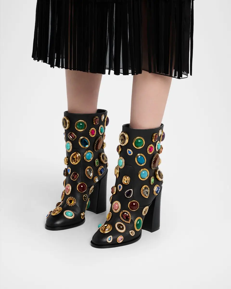 Dolce & Gabbana 105mm Stone-Embellished Leather Ankle Boots | Thumbnail 2 Dolce & Gabbana 105mm Stone-Embellished Leather Ankle Boots | Thumbnail 2