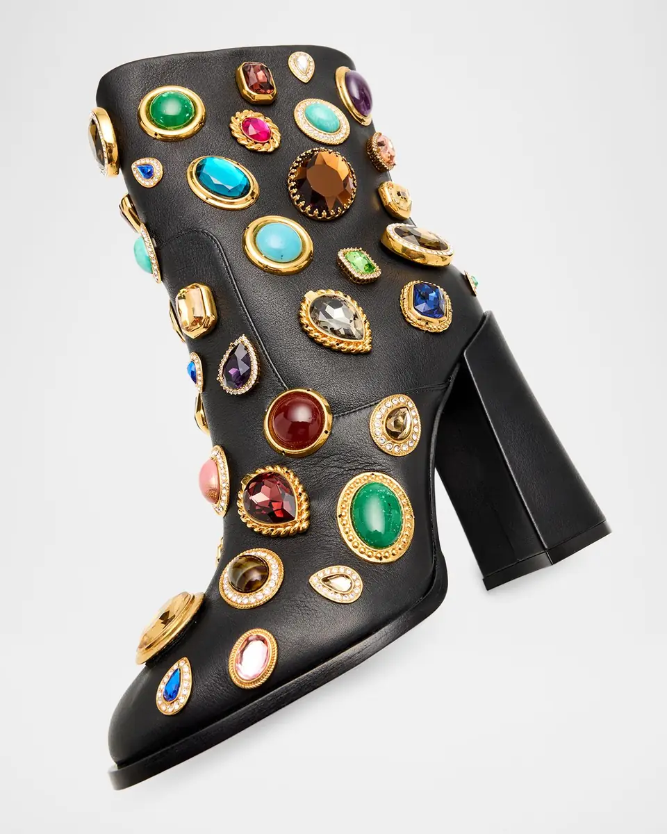 Dolce & Gabbana 105mm Stone-Embellished Leather Ankle Boots | Thumbnail 8 Dolce & Gabbana 105mm Stone-Embellished Leather Ankle Boots | Thumbnail 8
