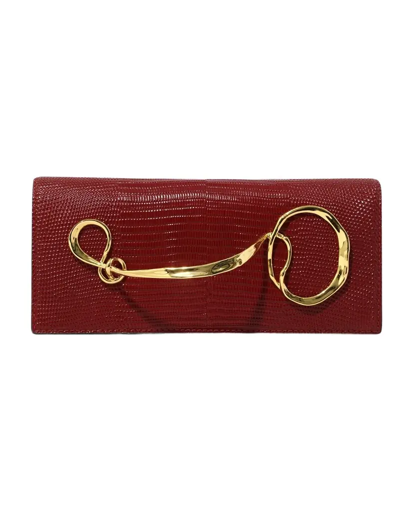 ALEXIS BITTAR Twisted Side Handle Metallic Leather Clutch Bag | Image 1 ALEXIS BITTAR Twisted Side Handle Metallic Leather Clutch Bag | Image 1