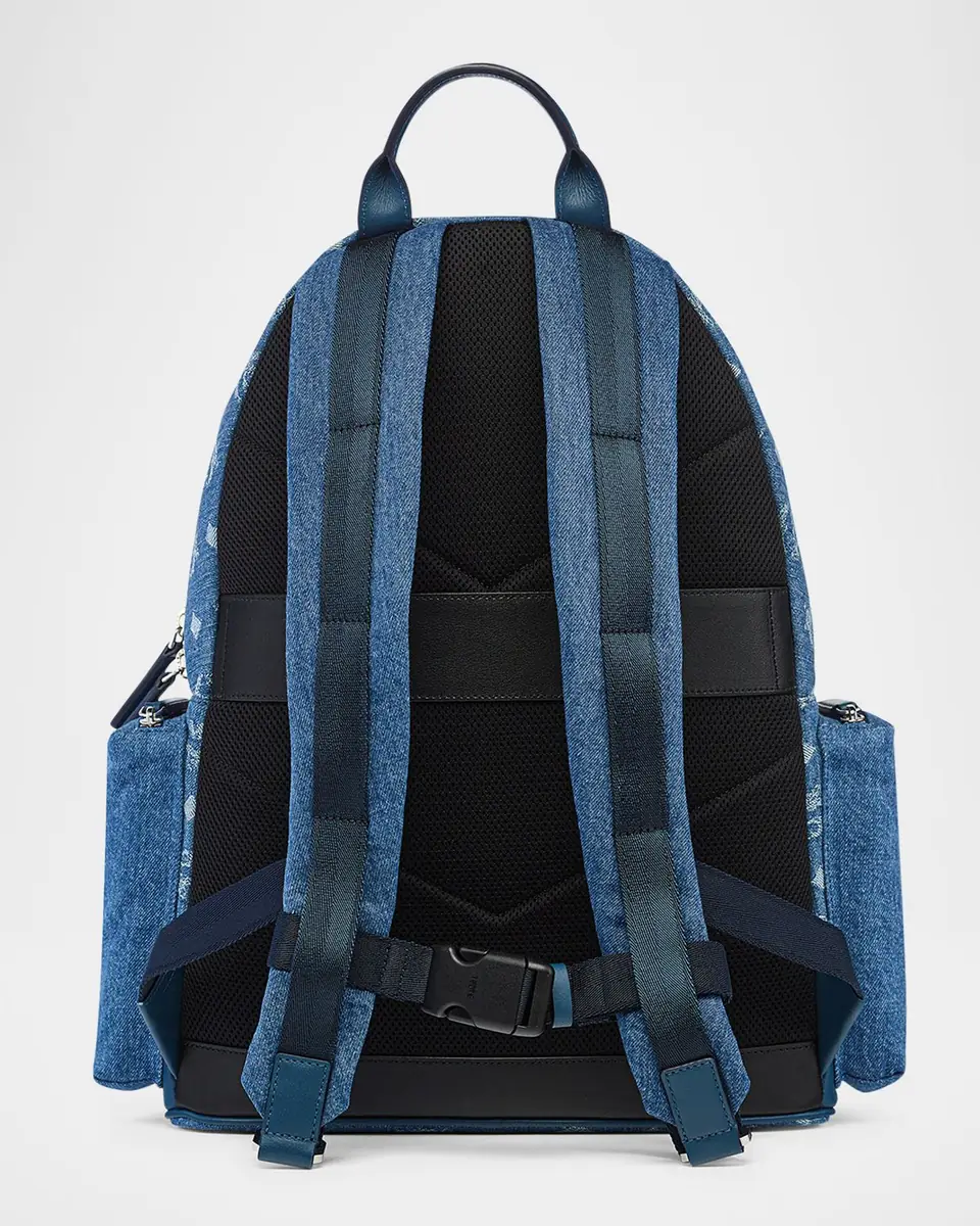 MCM Men's Stark Medium Denim Monogram Backpack | Thumbnail 2