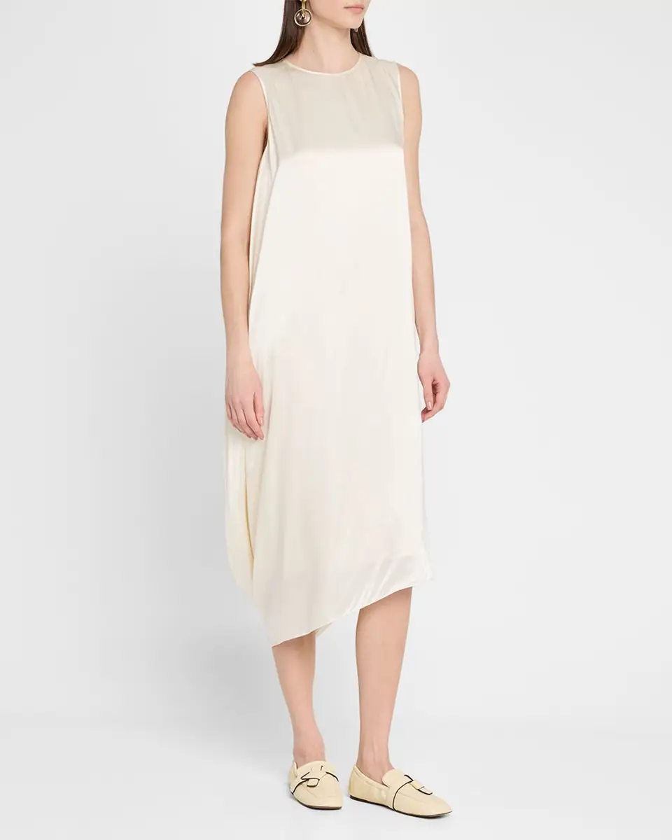 Loewe Sleeveless Draped Silk Midi Dress | Thumbnail 2 Loewe Sleeveless Draped Silk Midi Dress | Thumbnail 2