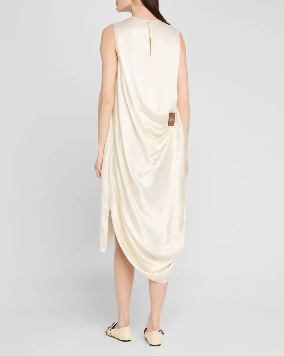 Loewe Sleeveless Draped Silk Midi Dress | Thumbnail 3 Loewe Sleeveless Draped Silk Midi Dress | Thumbnail 3