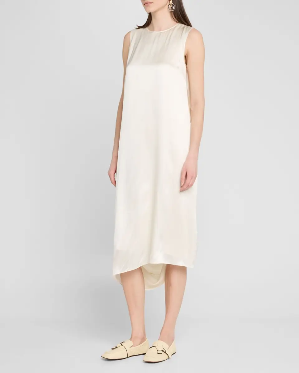 Loewe Sleeveless Draped Silk Midi Dress | Thumbnail 4 Loewe Sleeveless Draped Silk Midi Dress | Thumbnail 4