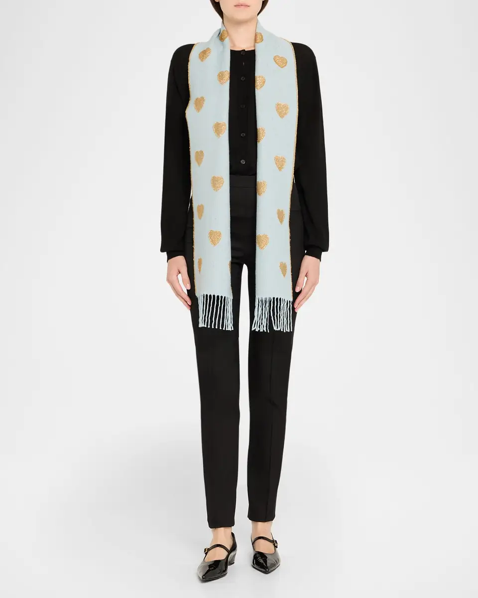 Valentino Garavani Metallic Heart Wool Scarf | Thumbnail 3