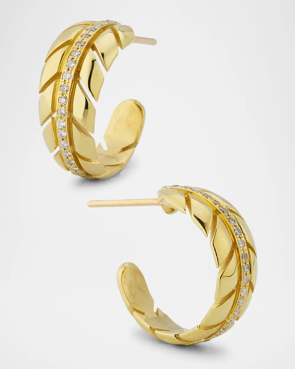 Jennifer Meyer Small Leaf Diamond Hoop Earrings | Thumbnail 3 Jennifer Meyer Small Leaf Diamond Hoop Earrings | Thumbnail 3