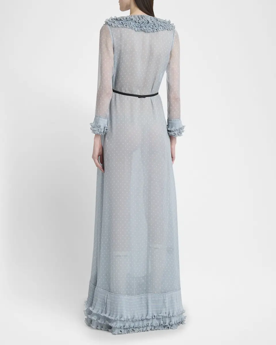 Valentino Garavani Polka Dot Layered Ruffle Sheer Gown with Ribbon | Thumbnail 3 Valentino Garavani Polka Dot Layered Ruffle Sheer Gown with Ribbon | Thumbnail 3