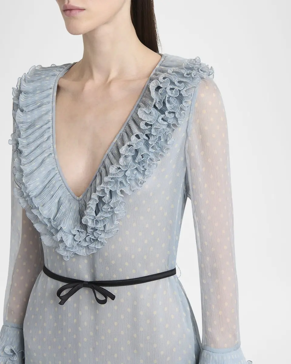 Valentino Garavani Polka Dot Layered Ruffle Sheer Gown with Ribbon | Thumbnail 5 Valentino Garavani Polka Dot Layered Ruffle Sheer Gown with Ribbon | Thumbnail 5