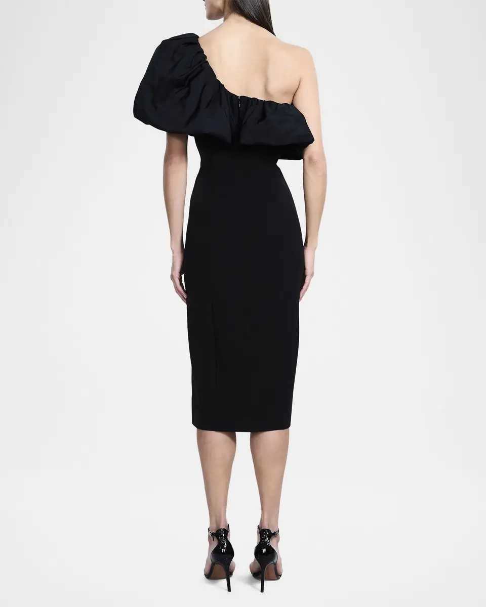 BCBGMAXAZRIA Puff-Embellished Bodycon Cady Midi Dress | Thumbnail 3 BCBGMAXAZRIA Puff-Embellished Bodycon Cady Midi Dress | Thumbnail 3