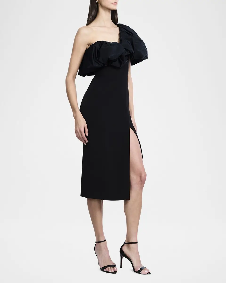 BCBGMAXAZRIA Puff-Embellished Bodycon Cady Midi Dress | Thumbnail 4 BCBGMAXAZRIA Puff-Embellished Bodycon Cady Midi Dress | Thumbnail 4