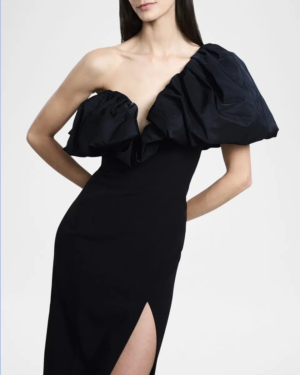 BCBGMAXAZRIA Puff-Embellished Bodycon Cady Midi Dress | Thumbnail 5 BCBGMAXAZRIA Puff-Embellished Bodycon Cady Midi Dress | Thumbnail 5