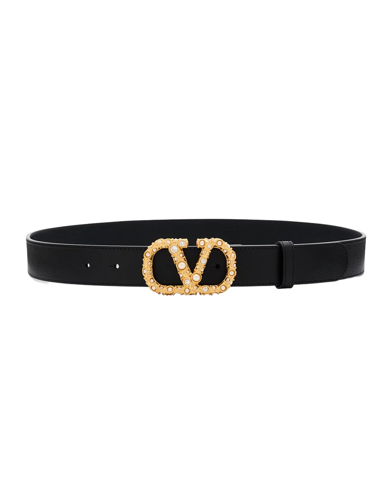 VLogo Signature Rhinestone & Faux Pearl Leather Belt, 30mm VLogo Signature Rhinestone & Faux Pearl Leather Belt, 30mm