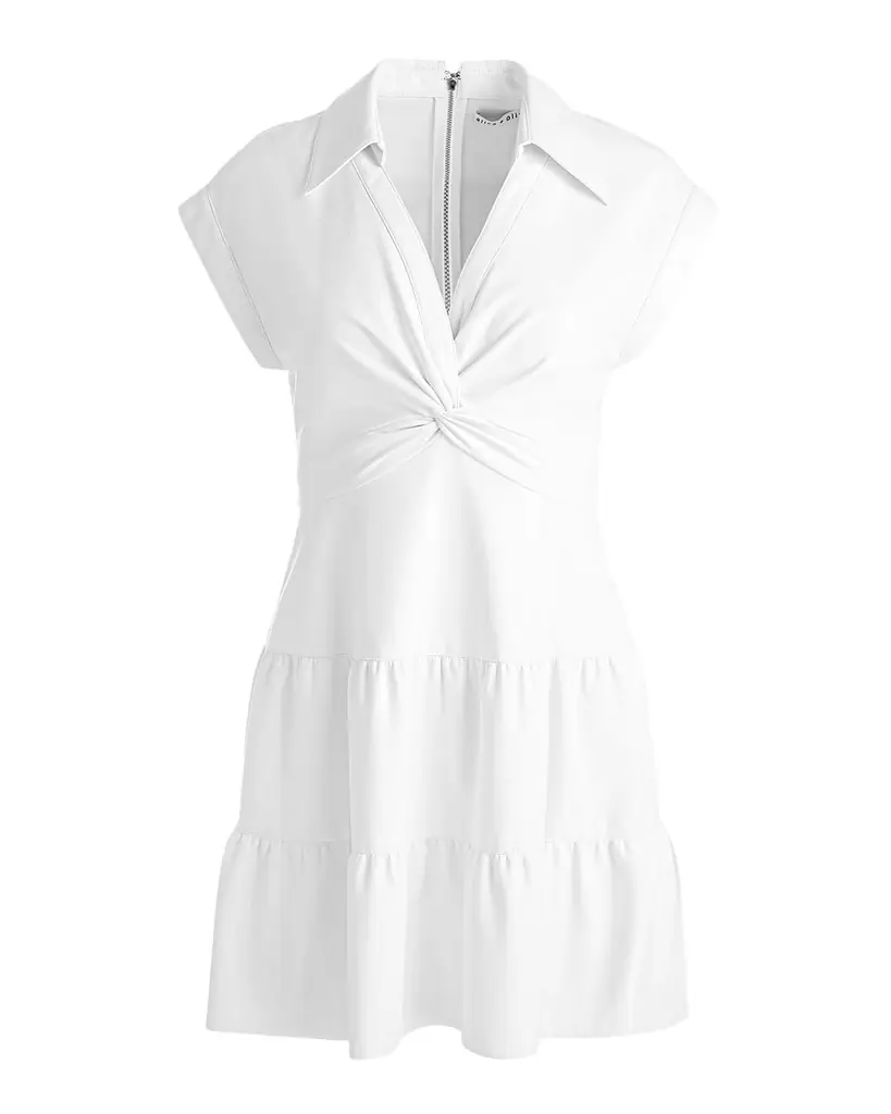 Alice + Olivia Mila Deep V Twist-Front Mini Dress