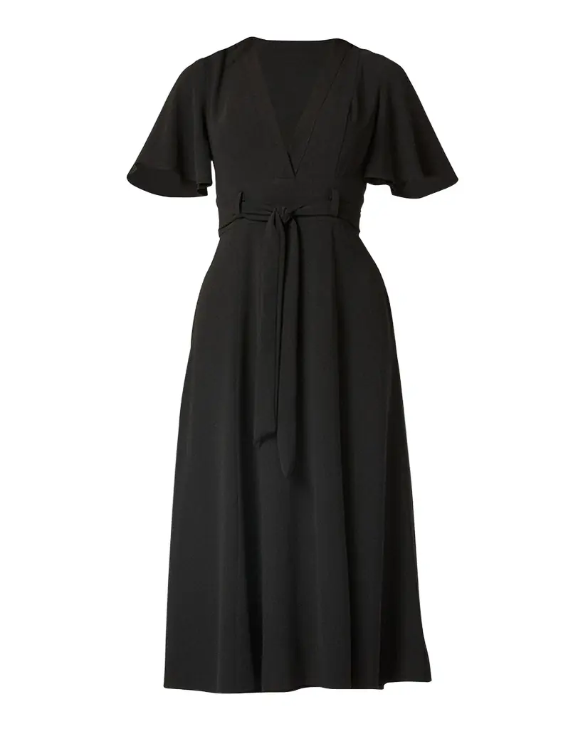 Shoshanna Molly Belted Flutter-Sleeve Midi Dress | Image 1 Shoshanna Molly Belted Flutter-Sleeve Midi Dress | Image 1