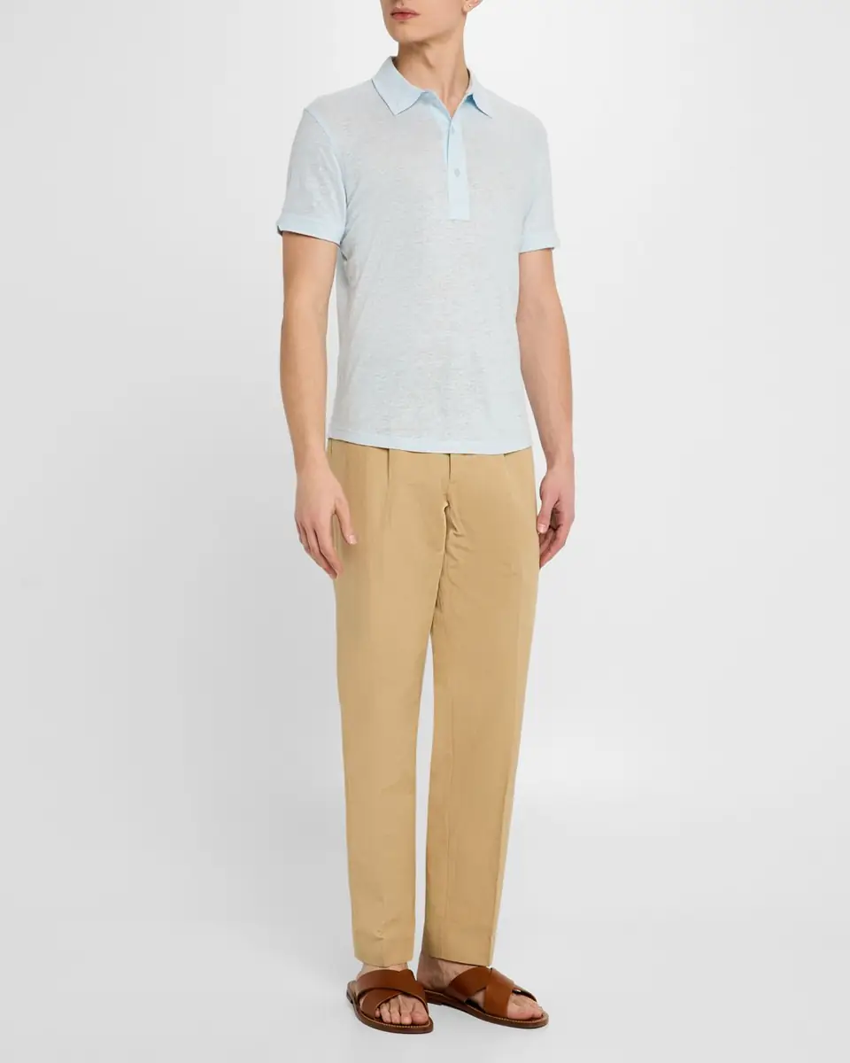 Orlebar Brown Men's Sebastian Short-Sleeve Linen Polo Shirt | Thumbnail 2 Orlebar Brown Men's Sebastian Short-Sleeve Linen Polo Shirt | Thumbnail 2