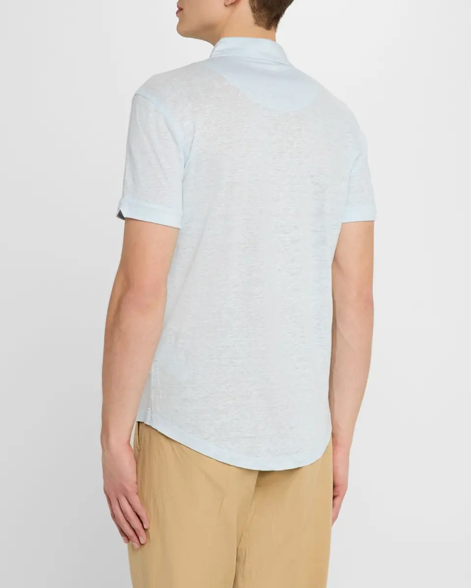 Orlebar Brown Men's Sebastian Short-Sleeve Linen Polo Shirt | Thumbnail 3 Orlebar Brown Men's Sebastian Short-Sleeve Linen Polo Shirt | Thumbnail 3