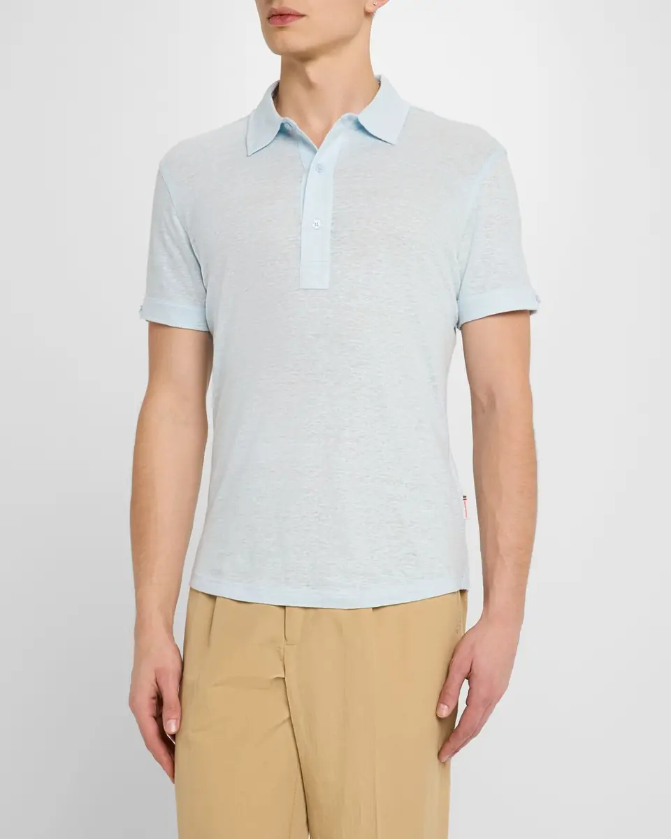 Orlebar Brown Men's Sebastian Short-Sleeve Linen Polo Shirt | Thumbnail 4 Orlebar Brown Men's Sebastian Short-Sleeve Linen Polo Shirt | Thumbnail 4