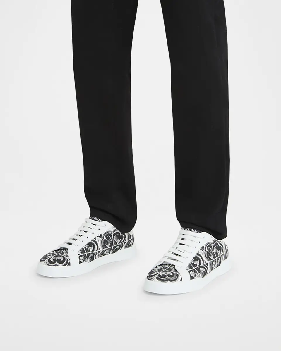 Dolce & Gabbana Men's Portofino Low-Top Printed Canvas Sneakers | Thumbnail 2 Dolce & Gabbana Men's Portofino Low-Top Printed Canvas Sneakers | Thumbnail 2