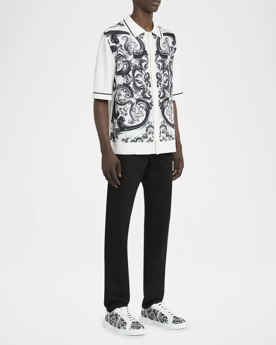 Dolce & Gabbana Men's Portofino Low-Top Printed Canvas Sneakers | Thumbnail 3 Dolce & Gabbana Men's Portofino Low-Top Printed Canvas Sneakers | Thumbnail 3
