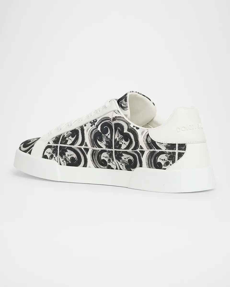 Dolce & Gabbana Men's Portofino Low-Top Printed Canvas Sneakers | Thumbnail 4 Dolce & Gabbana Men's Portofino Low-Top Printed Canvas Sneakers | Thumbnail 4