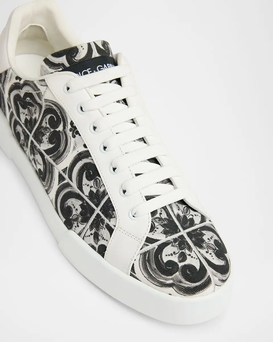 Dolce & Gabbana Men's Portofino Low-Top Printed Canvas Sneakers | Thumbnail 5 Dolce & Gabbana Men's Portofino Low-Top Printed Canvas Sneakers | Thumbnail 5