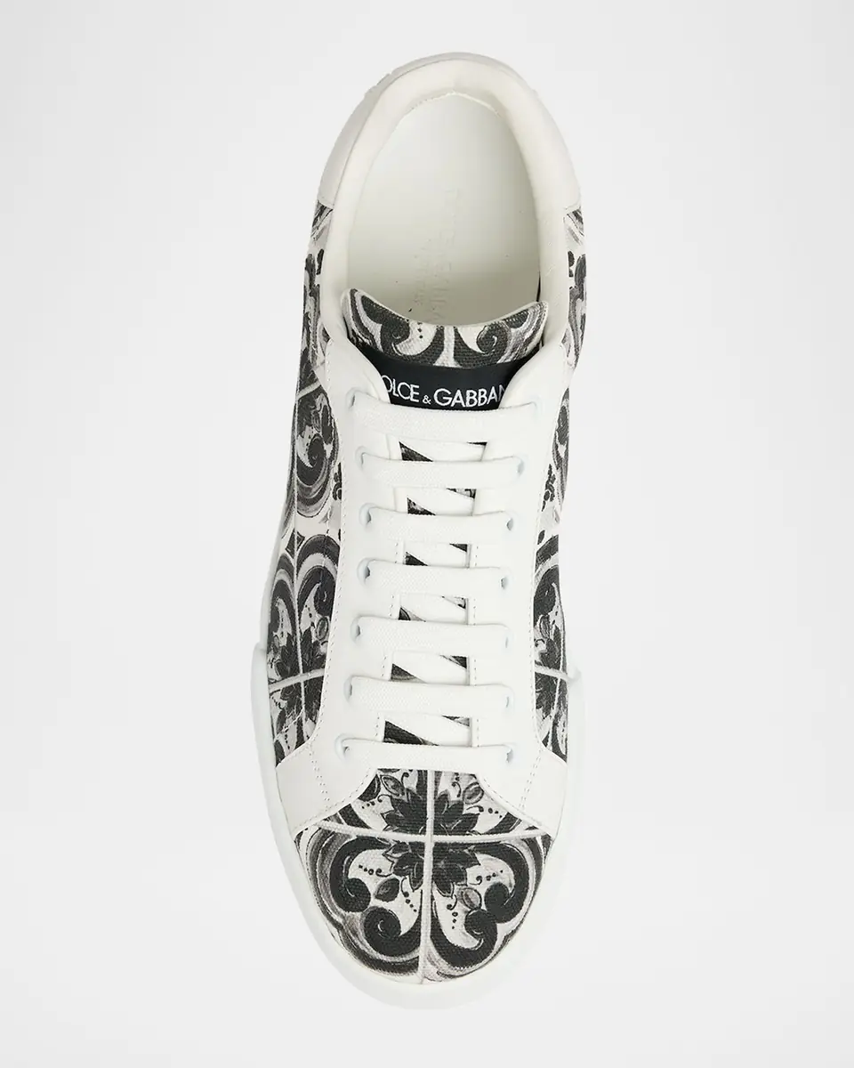 Dolce & Gabbana Men's Portofino Low-Top Printed Canvas Sneakers | Thumbnail 6 Dolce & Gabbana Men's Portofino Low-Top Printed Canvas Sneakers | Thumbnail 6