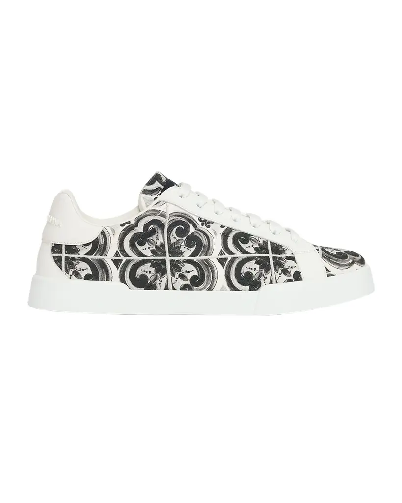 Men's Portofino Low-Top Printed Canvas Sneakers Men's Portofino Low-Top Printed Canvas Sneakers