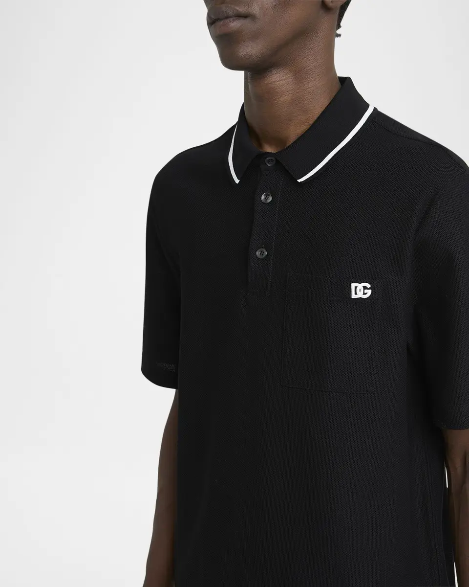 Dolce & Gabbana Men's Cotton Pique DG-Pocket Polo Shirt | Thumbnail 4