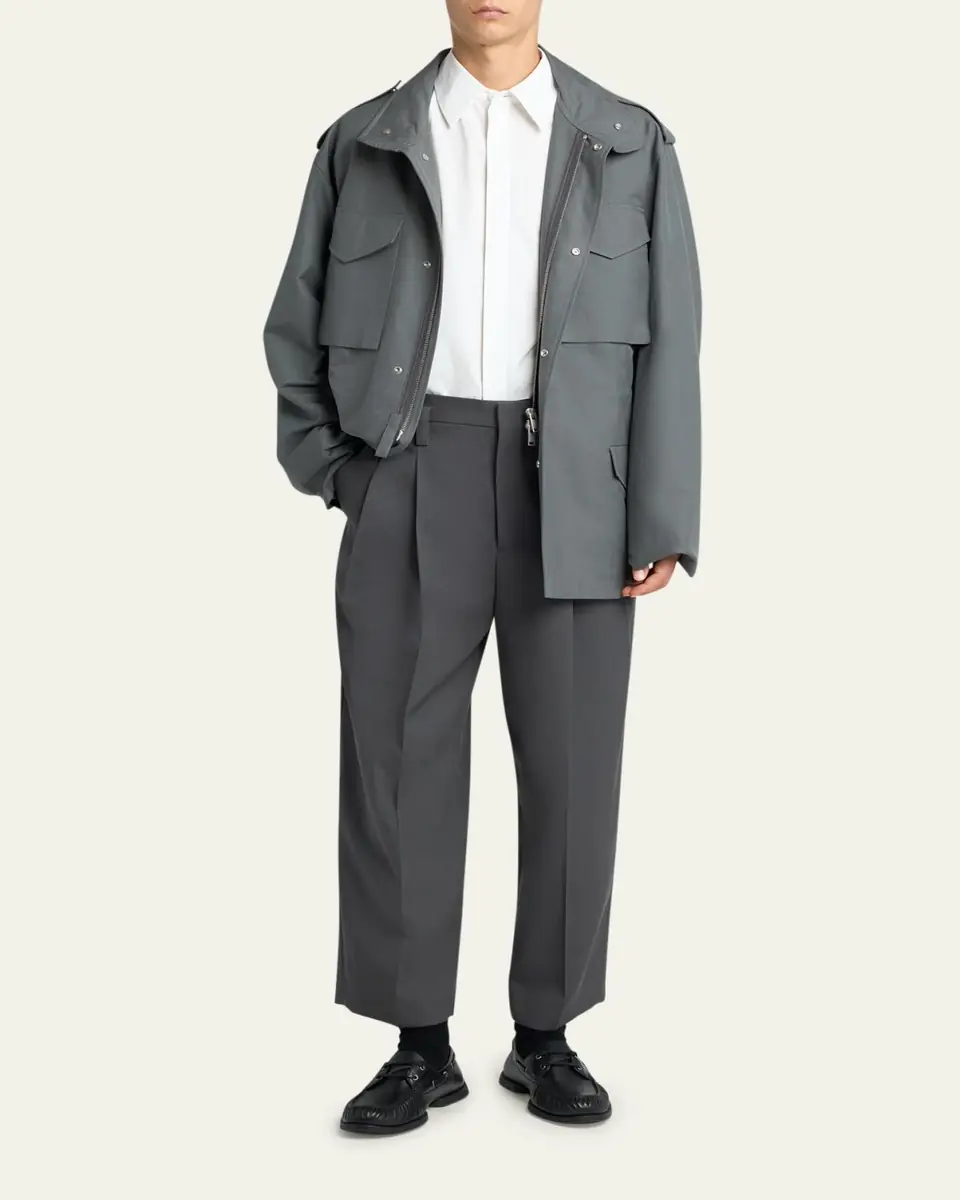 Jil Sander Men's Concealed-Placket Cotton Sport Shirt | Thumbnail 2 Jil Sander Men's Concealed-Placket Cotton Sport Shirt | Thumbnail 2