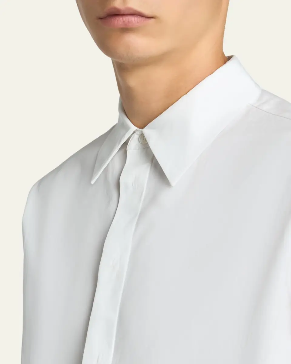 Jil Sander Men's Concealed-Placket Cotton Sport Shirt | Thumbnail 5 Jil Sander Men's Concealed-Placket Cotton Sport Shirt | Thumbnail 5