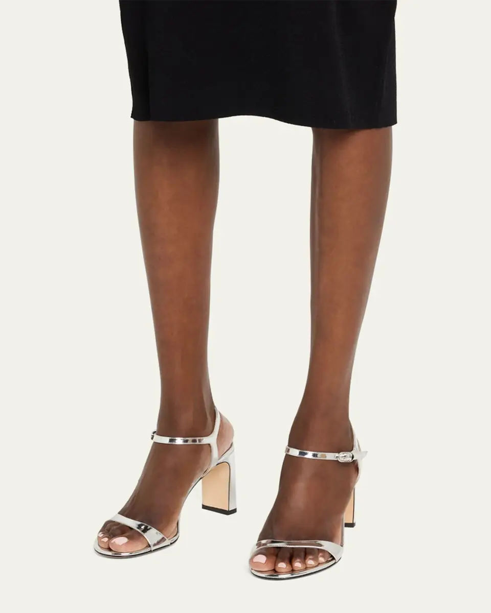 Stuart Weitzman Babette Metallic Ankle-Strap Sandals | Thumbnail 2