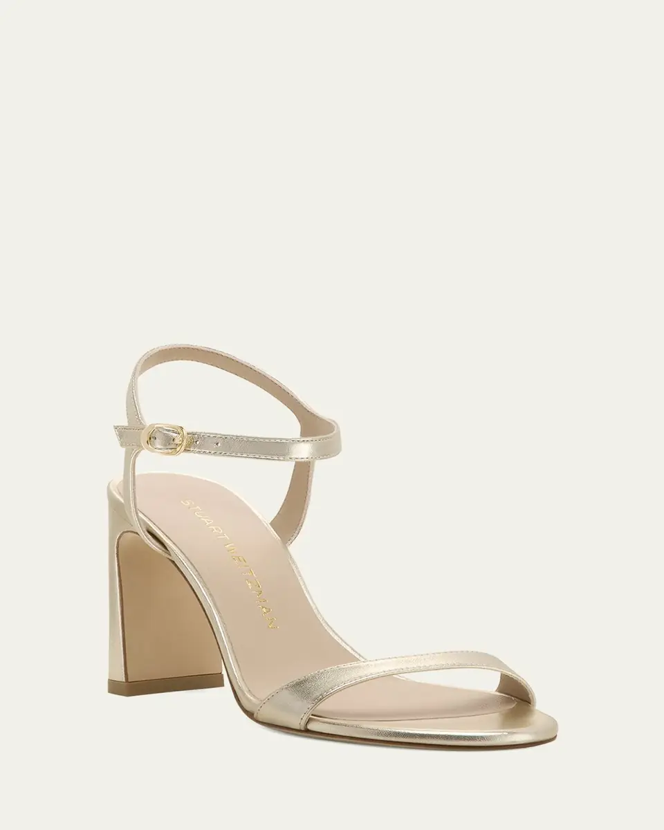 Stuart Weitzman Babette Metallic Ankle-Strap Sandals | Thumbnail 6