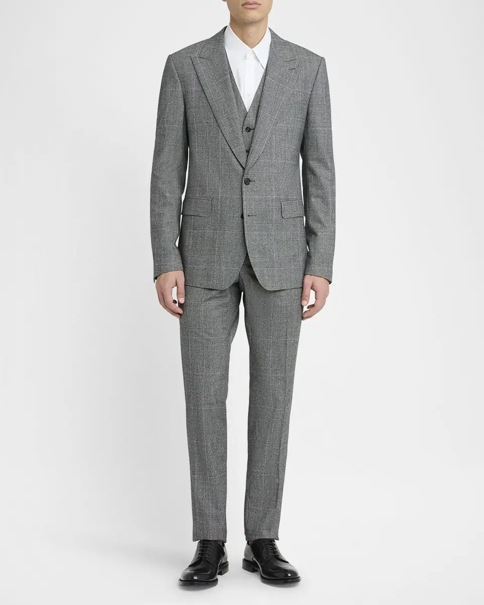 Dolce & Gabbana Men's Wool Glen Plaid Three-Piece Suit | Thumbnail 2