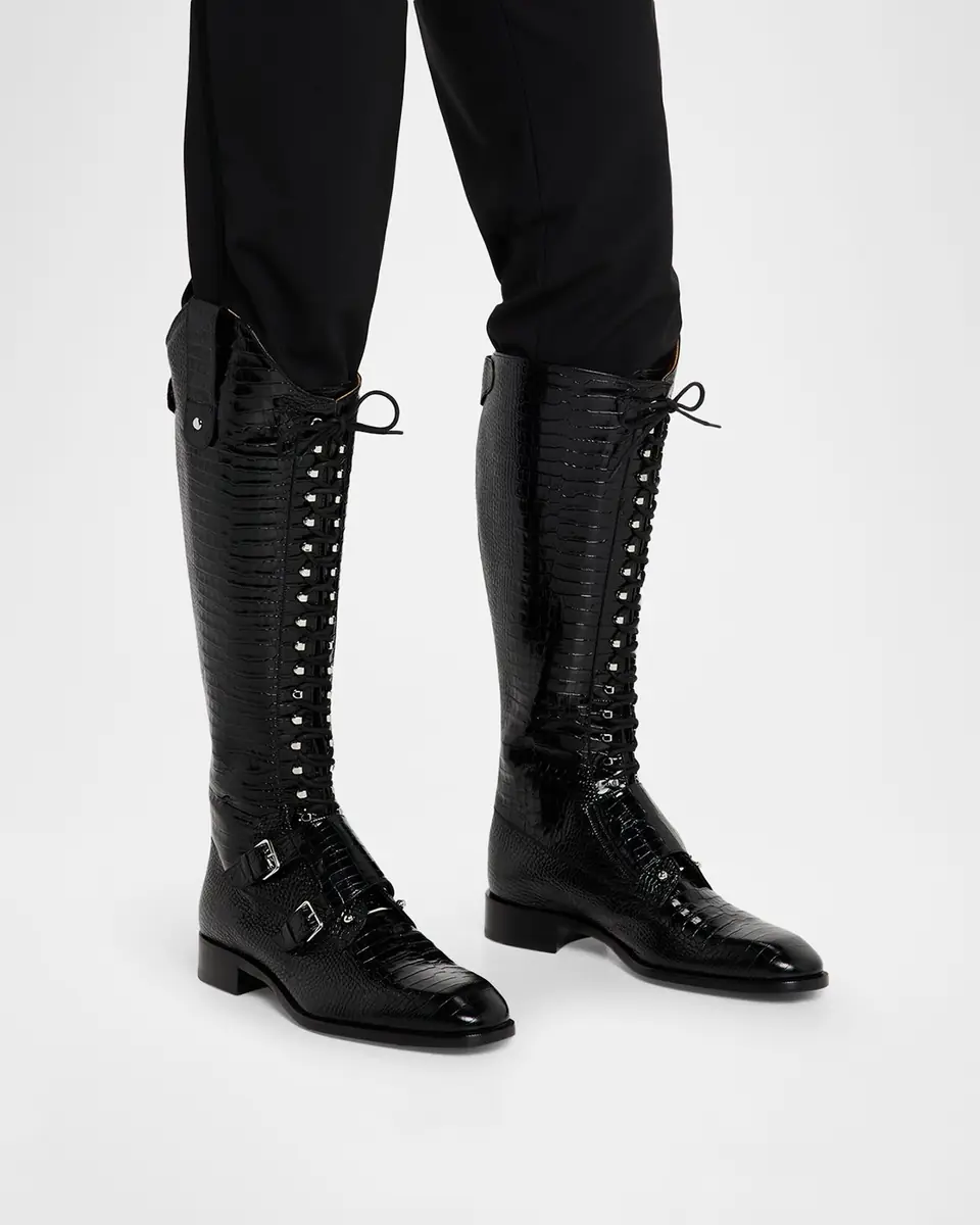 Christian Louboutin Men's Lord Chamb Calf Mini Ali Knee-High Boots | Thumbnail 2 Christian Louboutin Men's Lord Chamb Calf Mini Ali Knee-High Boots | Thumbnail 2