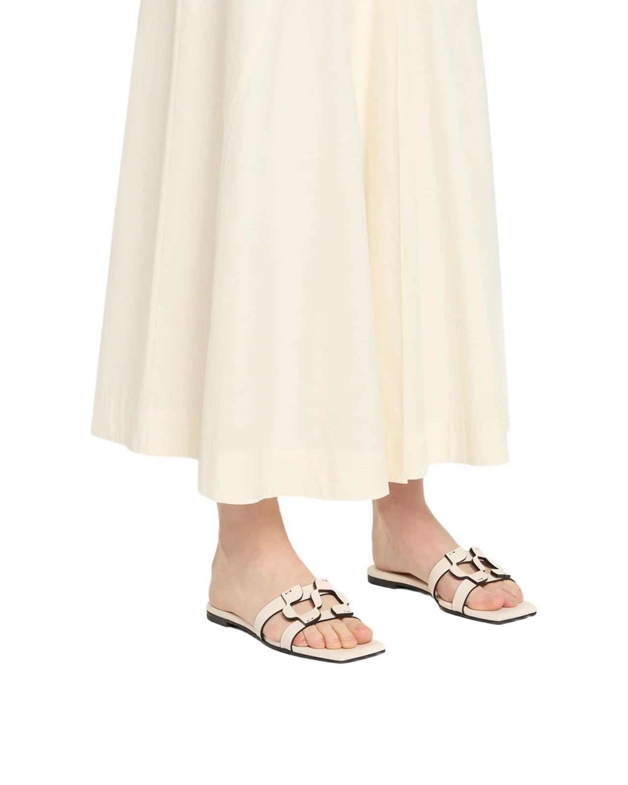 Leather Monogram Flat Slide Sandals